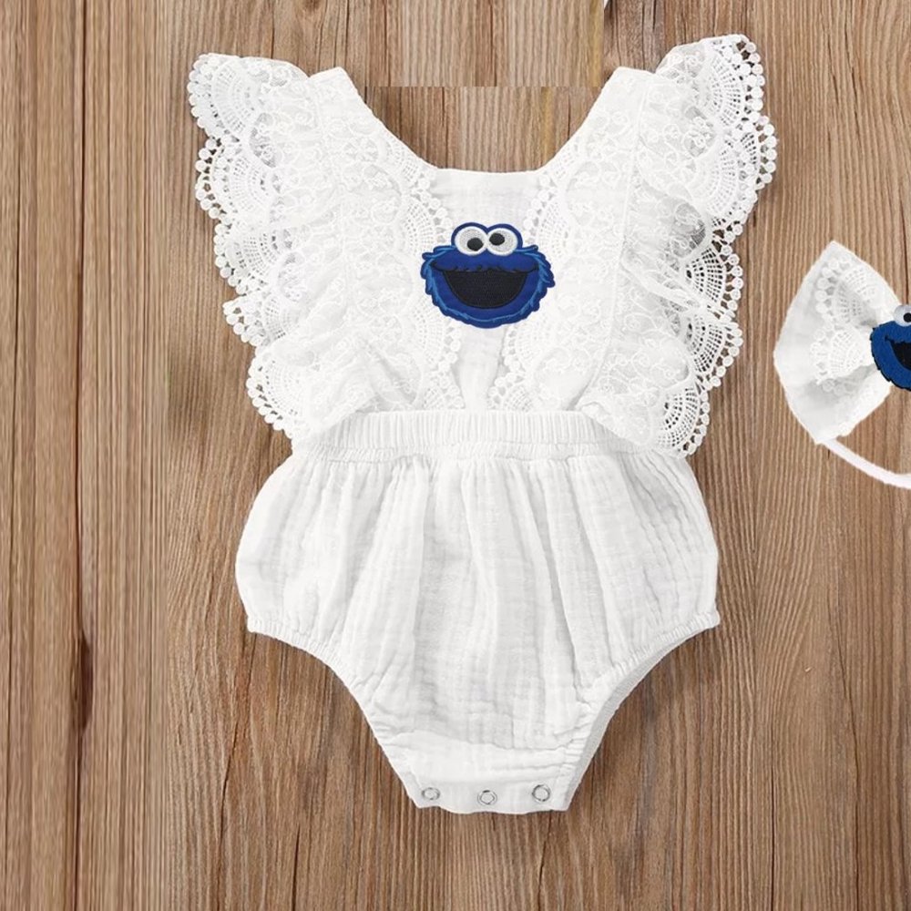 Cookie Monster Outfit Romper Clothes Jumpsuit Sesame Street Birthday Dress